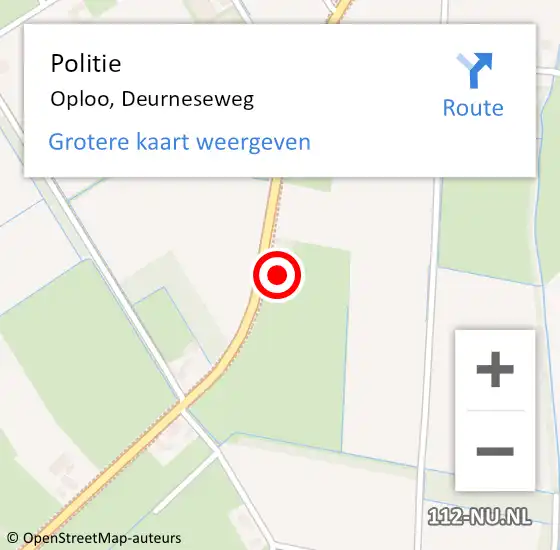 Locatie op kaart van de 112 melding: Politie Oploo, Deurneseweg op 1 oktober 2022 14:17