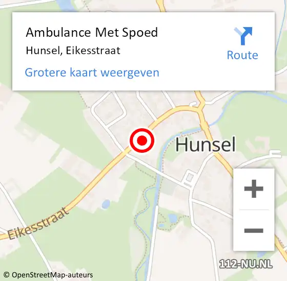 Locatie op kaart van de 112 melding: Ambulance Met Spoed Naar Hunsel, Eikesstraat op 1 oktober 2022 14:20