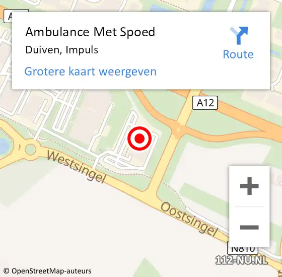 Locatie op kaart van de 112 melding: Ambulance Met Spoed Naar Duiven, Impuls op 1 oktober 2022 14:36