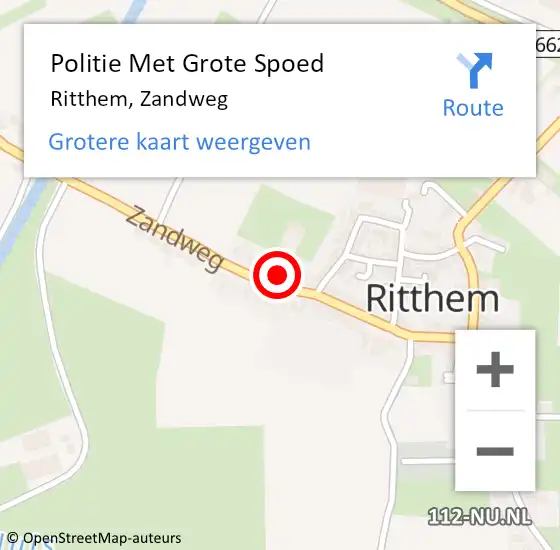 Locatie op kaart van de 112 melding: Politie Met Grote Spoed Naar Ritthem, Zandweg op 1 oktober 2022 14:39