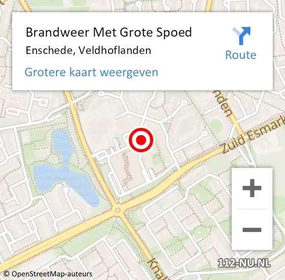 Locatie op kaart van de 112 melding: Brandweer Met Grote Spoed Naar Enschede, Veldhoflanden op 1 oktober 2022 14:39