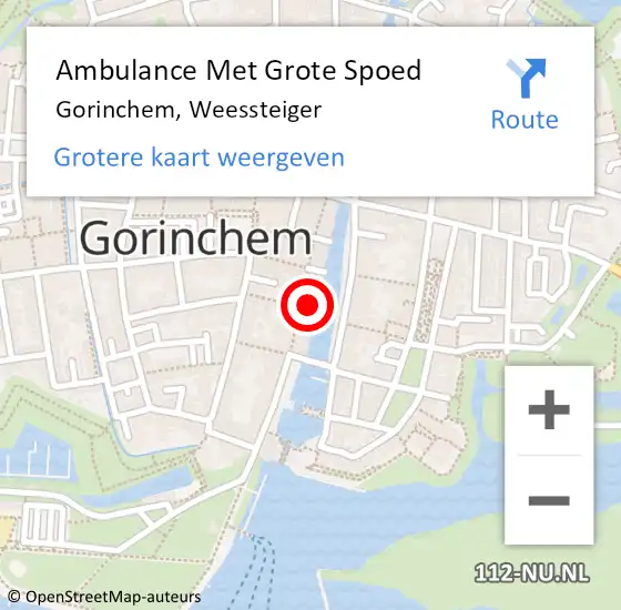 Locatie op kaart van de 112 melding: Ambulance Met Grote Spoed Naar Gorinchem, Weessteiger op 1 oktober 2022 14:40