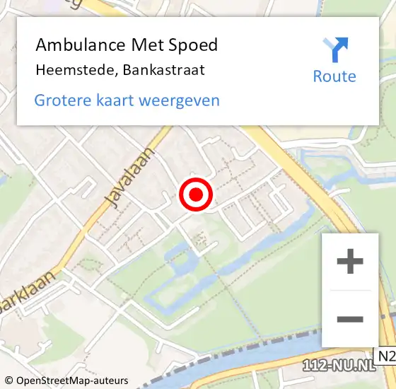 Locatie op kaart van de 112 melding: Ambulance Met Spoed Naar Heemstede, Bankastraat op 1 oktober 2022 14:55