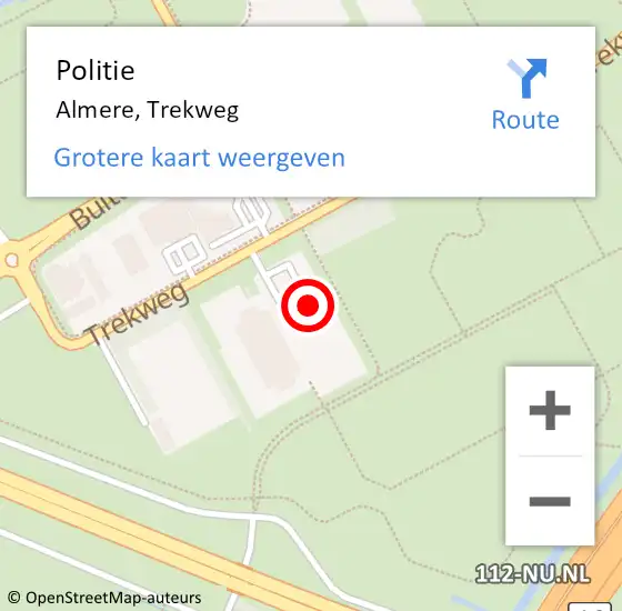 Locatie op kaart van de 112 melding: Politie Almere, Trekweg op 1 oktober 2022 14:58