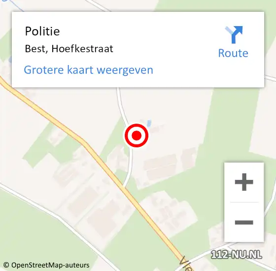 Locatie op kaart van de 112 melding: Politie Best, Hoefkestraat op 1 oktober 2022 15:01