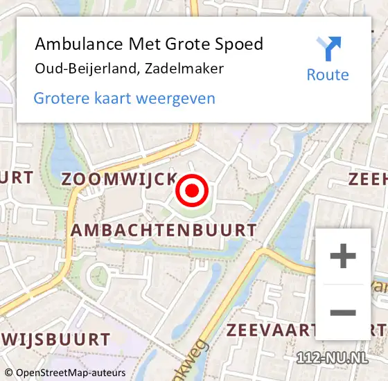 Locatie op kaart van de 112 melding: Ambulance Met Grote Spoed Naar Oud-Beijerland, Zadelmaker op 1 oktober 2022 15:03