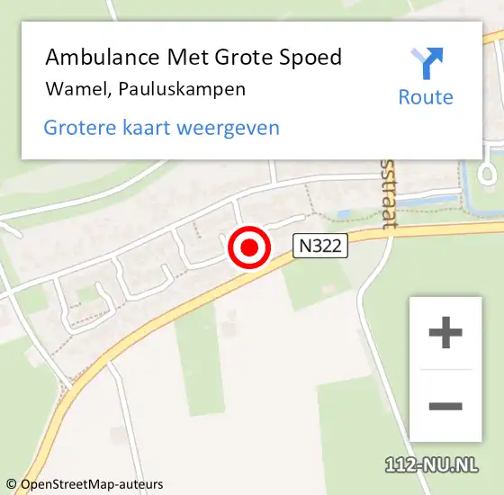 Locatie op kaart van de 112 melding: Ambulance Met Grote Spoed Naar Wamel, Pauluskampen op 1 oktober 2022 15:09