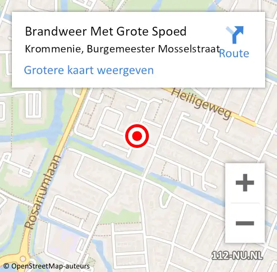 Locatie op kaart van de 112 melding: Brandweer Met Grote Spoed Naar Krommenie, Burgemeester Mosselstraat op 1 oktober 2022 15:59