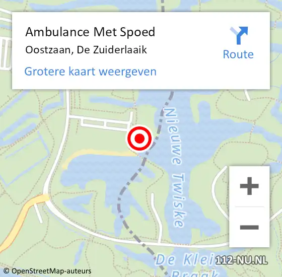 Locatie op kaart van de 112 melding: Ambulance Met Spoed Naar Oostzaan, De Zuiderlaaik op 1 oktober 2022 16:11
