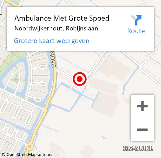 Locatie op kaart van de 112 melding: Ambulance Met Grote Spoed Naar Noordwijkerhout, Robijnslaan op 1 oktober 2022 16:16