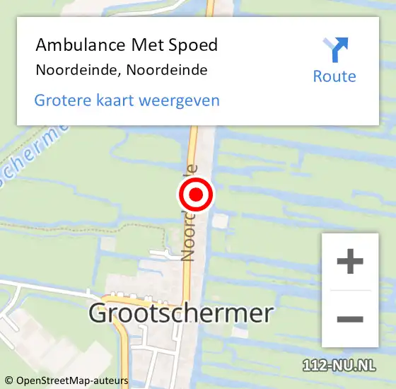 Locatie op kaart van de 112 melding: Ambulance Met Spoed Naar Noordeinde, Noordeinde op 1 oktober 2022 16:28