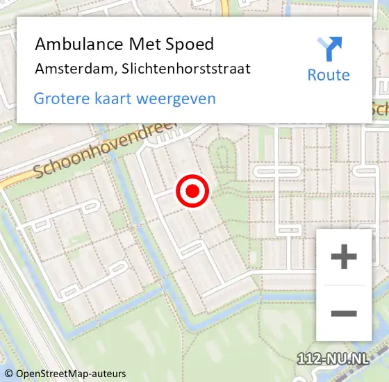 Locatie op kaart van de 112 melding: Ambulance Met Spoed Naar Amsterdam-Zuidoost, Slichtenhorststraat op 1 oktober 2022 16:39