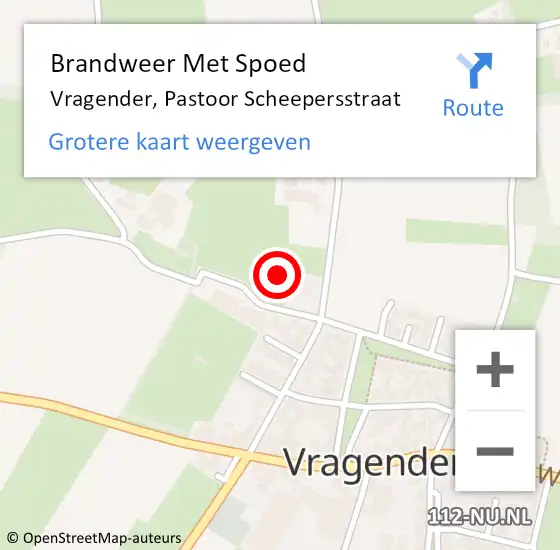 Locatie op kaart van de 112 melding: Brandweer Met Spoed Naar Vragender, Pastoor Scheepersstraat op 1 oktober 2022 16:42