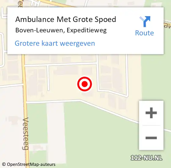 Locatie op kaart van de 112 melding: Ambulance Met Grote Spoed Naar Boven-Leeuwen, Expeditieweg op 1 oktober 2022 16:43