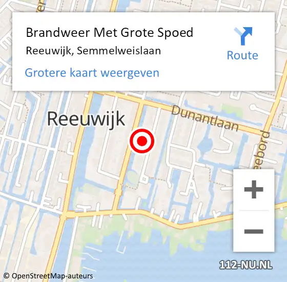 Locatie op kaart van de 112 melding: Brandweer Met Grote Spoed Naar Reeuwijk, Semmelweislaan op 1 oktober 2022 16:54
