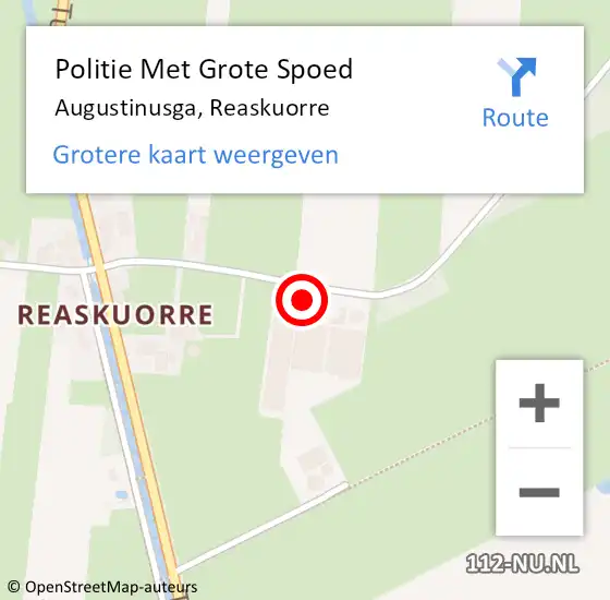 Locatie op kaart van de 112 melding: Politie Met Grote Spoed Naar Augustinusga, Reaskuorre op 1 oktober 2022 16:58