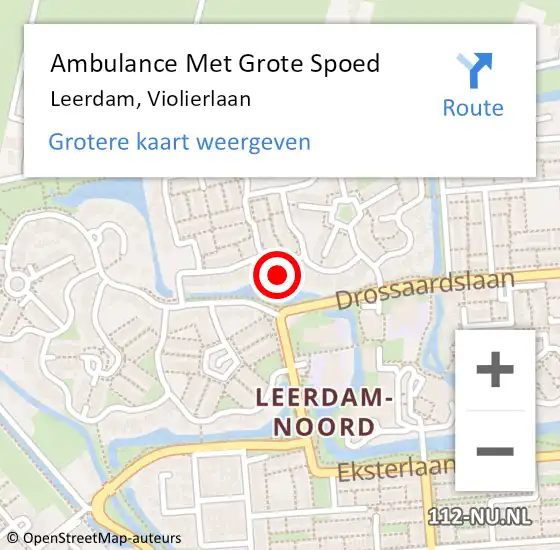 Locatie op kaart van de 112 melding: Ambulance Met Grote Spoed Naar Leerdam, Violierlaan op 1 oktober 2022 17:10