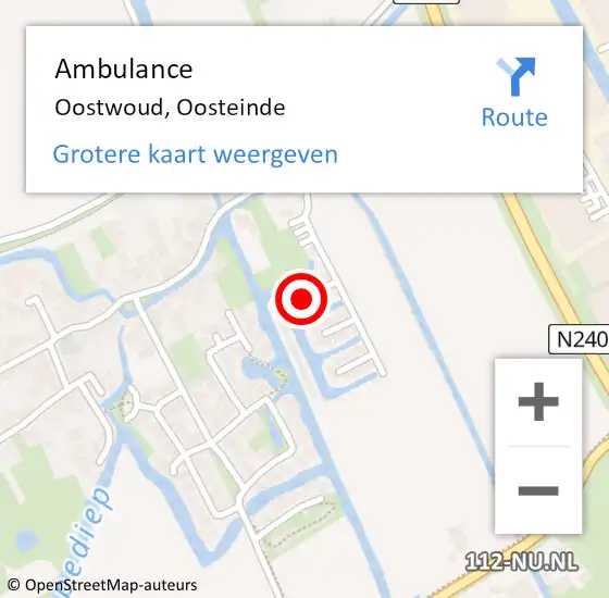 Locatie op kaart van de 112 melding: Ambulance Oostwoud, Oosteinde op 1 oktober 2022 17:14