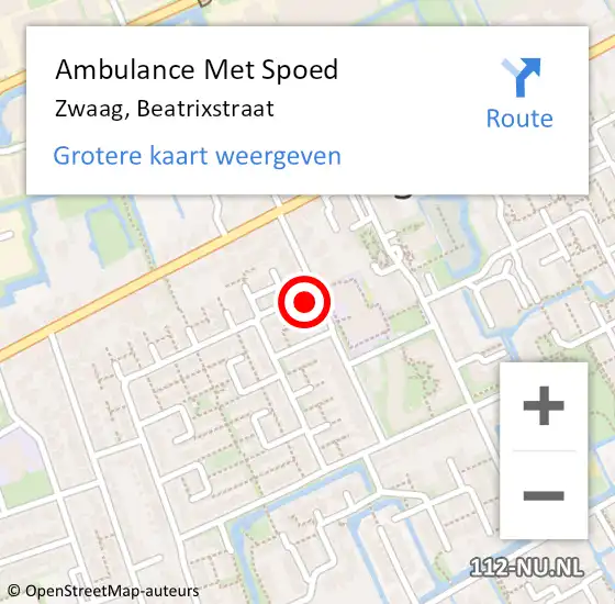 Locatie op kaart van de 112 melding: Ambulance Met Spoed Naar Zwaag, Beatrixstraat op 1 oktober 2022 17:23