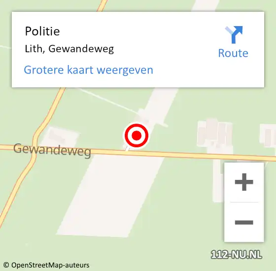 Locatie op kaart van de 112 melding: Politie Lith, Gewandeweg op 1 oktober 2022 17:47