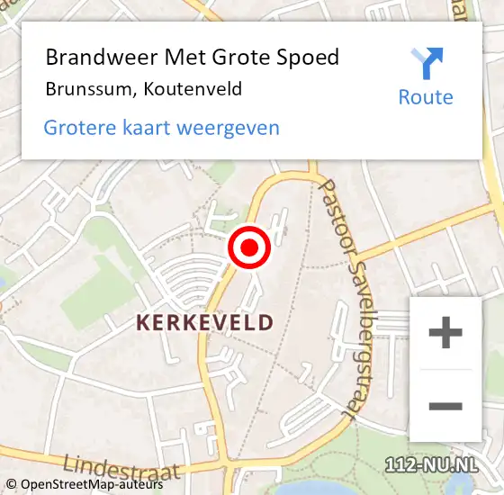 Locatie op kaart van de 112 melding: Brandweer Met Grote Spoed Naar Brunssum, Koutenveld op 1 oktober 2022 18:24