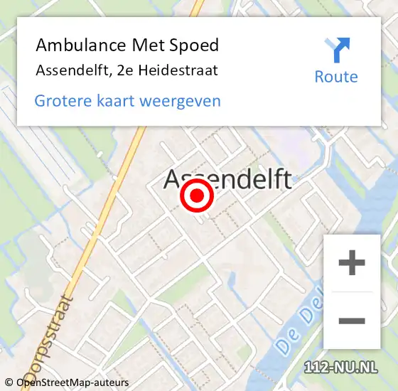 Locatie op kaart van de 112 melding: Ambulance Met Spoed Naar Assendelft, 2e Heidestraat op 1 oktober 2022 18:31