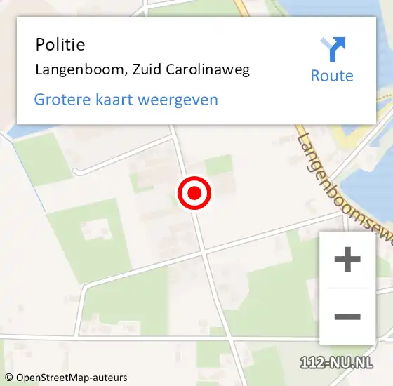 Locatie op kaart van de 112 melding: Politie Langenboom, Zuid Carolinaweg op 1 oktober 2022 18:35