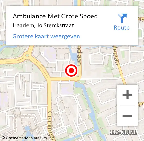 Locatie op kaart van de 112 melding: Ambulance Met Grote Spoed Naar Haarlem, Jo Sterckstraat op 1 oktober 2022 18:50