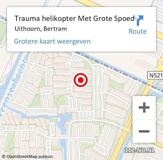 Locatie op kaart van de 112 melding: Trauma helikopter Met Grote Spoed Naar Uithoorn, Bertram op 1 oktober 2022 18:51