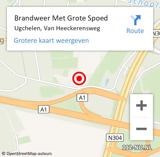 Locatie op kaart van de 112 melding: Brandweer Met Grote Spoed Naar Ugchelen, Van Heeckerensweg op 1 oktober 2022 18:53