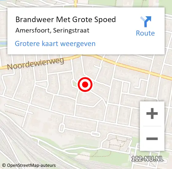 Locatie op kaart van de 112 melding: Brandweer Met Grote Spoed Naar Amersfoort, Seringstraat op 1 oktober 2022 20:06