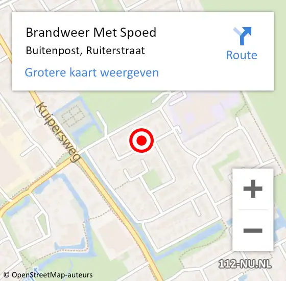 Locatie op kaart van de 112 melding: Brandweer Met Spoed Naar Buitenpost, Ruiterstraat op 1 oktober 2022 20:14