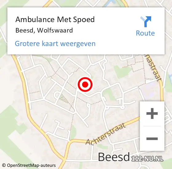 Locatie op kaart van de 112 melding: Ambulance Met Spoed Naar Beesd, Wolfswaard op 1 oktober 2022 20:31