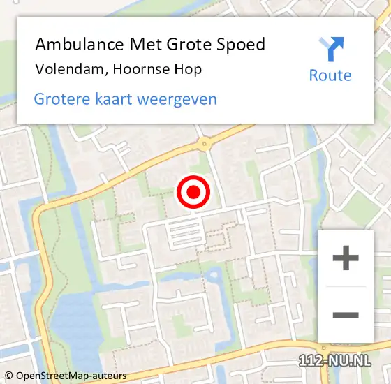 Locatie op kaart van de 112 melding: Ambulance Met Grote Spoed Naar Volendam, Hoornse Hop op 1 oktober 2022 20:31