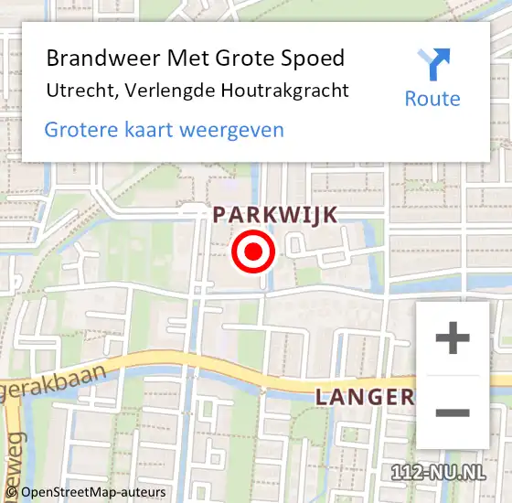 Locatie op kaart van de 112 melding: Brandweer Met Grote Spoed Naar Utrecht, Verlengde Houtrakgracht op 1 oktober 2022 21:04