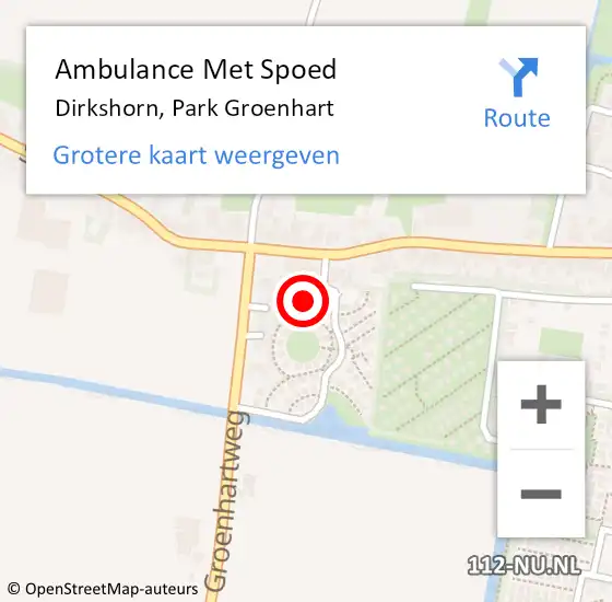 Locatie op kaart van de 112 melding: Ambulance Met Spoed Naar Dirkshorn, Park Groenhart op 1 oktober 2022 21:05