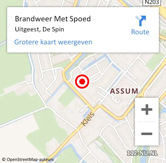 Locatie op kaart van de 112 melding: Brandweer Met Spoed Naar Uitgeest, De Spin op 1 oktober 2022 21:19