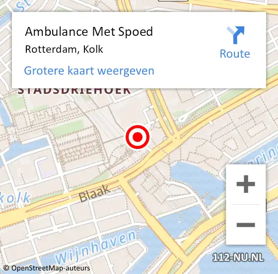 Locatie op kaart van de 112 melding: Ambulance Met Spoed Naar Rotterdam, Kolk op 1 oktober 2022 21:23
