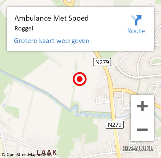 Locatie op kaart van de 112 melding: Ambulance Met Spoed Naar Roggel op 1 oktober 2022 21:38