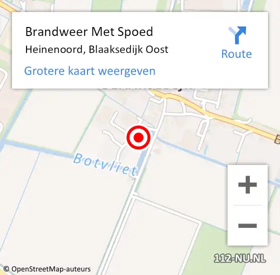 Locatie op kaart van de 112 melding: Brandweer Met Spoed Naar Heinenoord, Blaaksedijk Oost op 1 oktober 2022 21:52