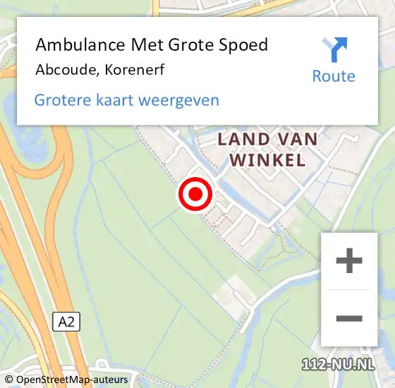 Locatie op kaart van de 112 melding: Ambulance Met Grote Spoed Naar Abcoude, Korenerf op 1 oktober 2022 22:15