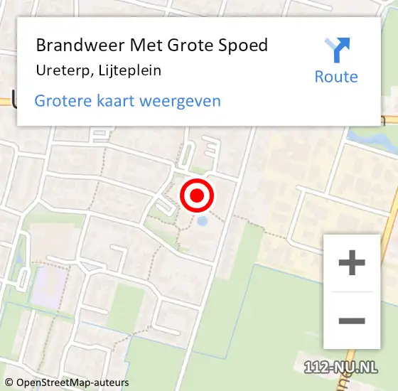 Locatie op kaart van de 112 melding: Brandweer Met Grote Spoed Naar Ureterp, Lijteplein op 31 juli 2014 08:14