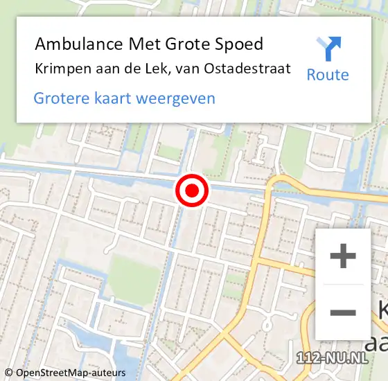 Locatie op kaart van de 112 melding: Ambulance Met Grote Spoed Naar Krimpen aan de Lek, van Ostadestraat op 1 oktober 2022 22:40