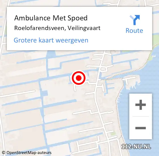 Locatie op kaart van de 112 melding: Ambulance Met Spoed Naar Roelofarendsveen, Veilingvaart op 1 oktober 2022 22:54