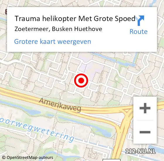 Locatie op kaart van de 112 melding: Trauma helikopter Met Grote Spoed Naar Zoetermeer, Busken Huethove op 1 oktober 2022 22:59