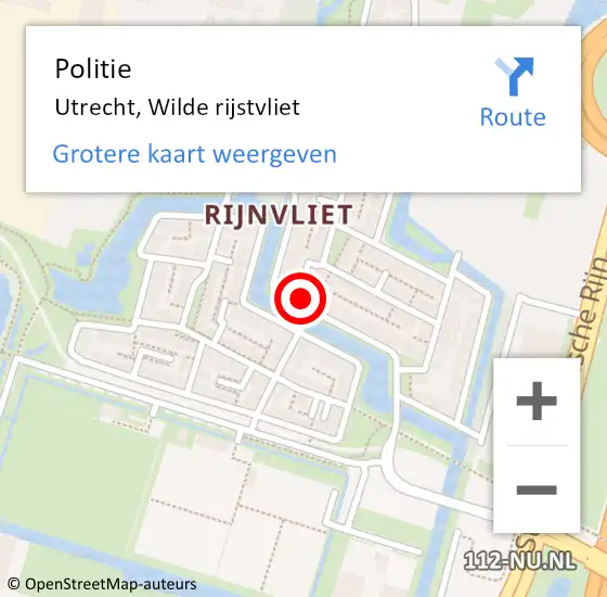 Locatie op kaart van de 112 melding: Politie Utrecht, Wilde rijstvliet op 1 oktober 2022 23:08