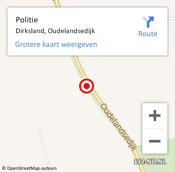 Locatie op kaart van de 112 melding: Politie Dirksland, Oudelandsedijk op 31 juli 2014 08:18