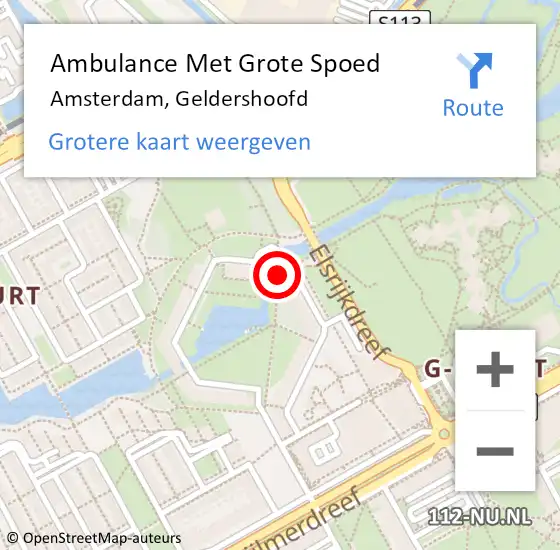 Locatie op kaart van de 112 melding: Ambulance Met Grote Spoed Naar Amsterdam-Zuidoost, Geldershoofd op 1 oktober 2022 23:22