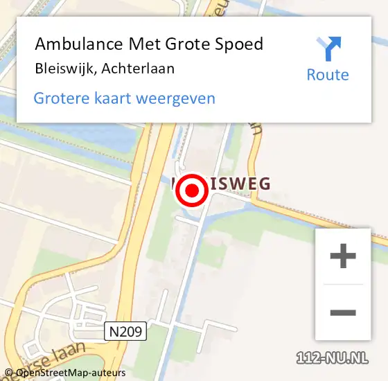 Locatie op kaart van de 112 melding: Ambulance Met Grote Spoed Naar Bleiswijk, Achterlaan op 1 oktober 2022 23:30