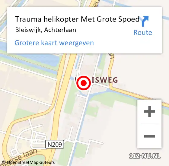 Locatie op kaart van de 112 melding: Trauma helikopter Met Grote Spoed Naar Bleiswijk, Achterlaan op 1 oktober 2022 23:32